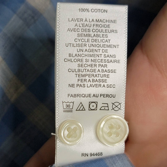 NWT Hickey Freeman Mens CRISP Blue Silver Plaid Long Sleeve Button Down Shirt XL - Picture 9 of 12